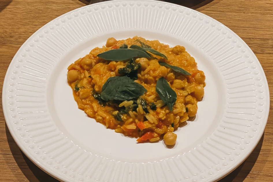 Receitas Veg Arroz com grão-de-bico cremoso